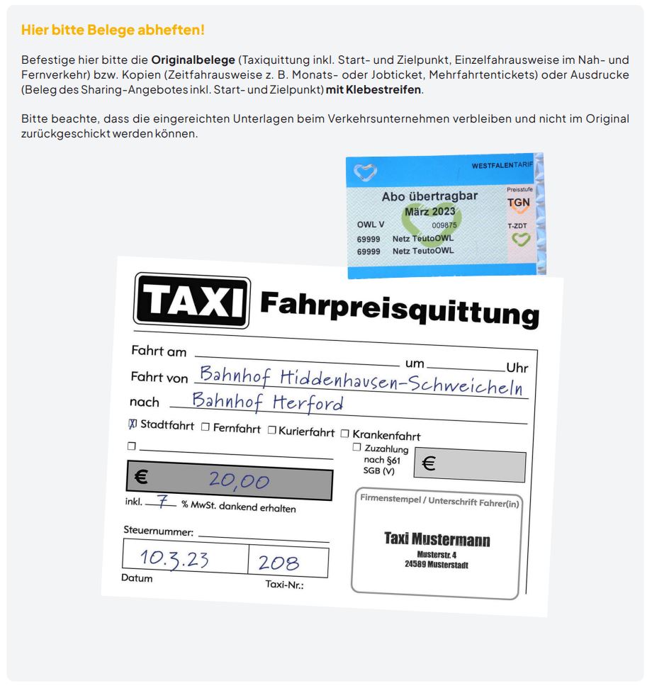 Taxi Fahrpreisquittung