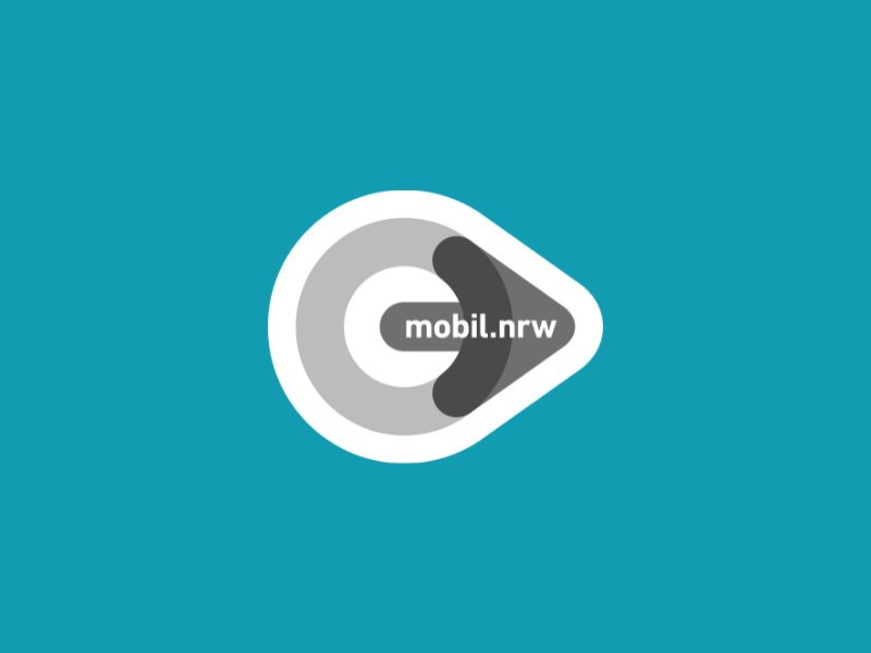 mobil.nrw Logo auf blauem Hintergrund