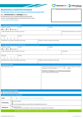 Bestellschein für die SchülerCard Bielefeld (nicht-anspruchsberechtigte Schüler)