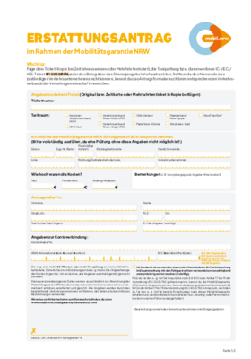Erstattungsantrag für die Mobilitätsgarantie in NRW