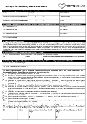 Antrag auf Ausstellung einer Kundenkarte