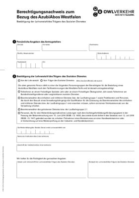 Berechtigungsnachweis zum Bezug des AzubiAbos Westfalen für Lehranstalten und den Sozialen Dienst
